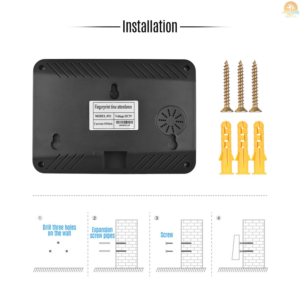 In Stock Mesin Absensi Password Sidik Jari Biometrik Multi Bahasa Dengan Layar LCD 2.4 Inci Waktu Manajemen Karyawan Jam Cek-in Recorder Support U Disk Untuk Mengunduh Da