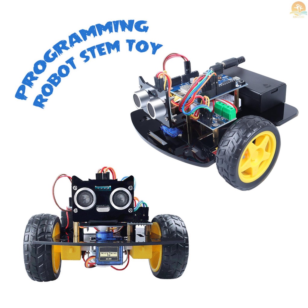 In Stock Robot Cerdas DIY Kit Robot Kit Cerdas Yang Dapat Diprogram Dengan Sistem Arduino Menghindari Hambatan Tongkat Pelacakan Kontrol Arah Kendaraan Nirkabel Untuk Anak Laki-Laki Perempuan Natal Edu