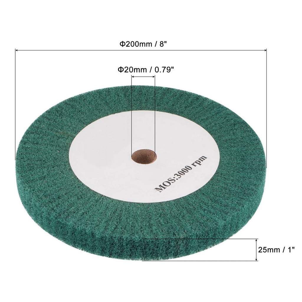 200mm x 25mm 180butir Roda Gerinda Dan Poles Serat Nilon Stainless Steel Brushing Wheels Untuk Logam Stainless Steel