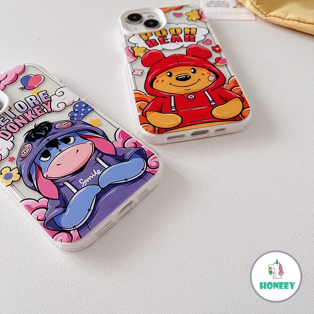 IPHONE Casing Ponsel Beruang Pooh Kartun Lucu Kompatibel Untuk Iphone14 Pro13 /14 12/12Pro 11 Pro Max XR Xs7 8Plus Warna-Warni 3-in-1 Shockproof Back Cover