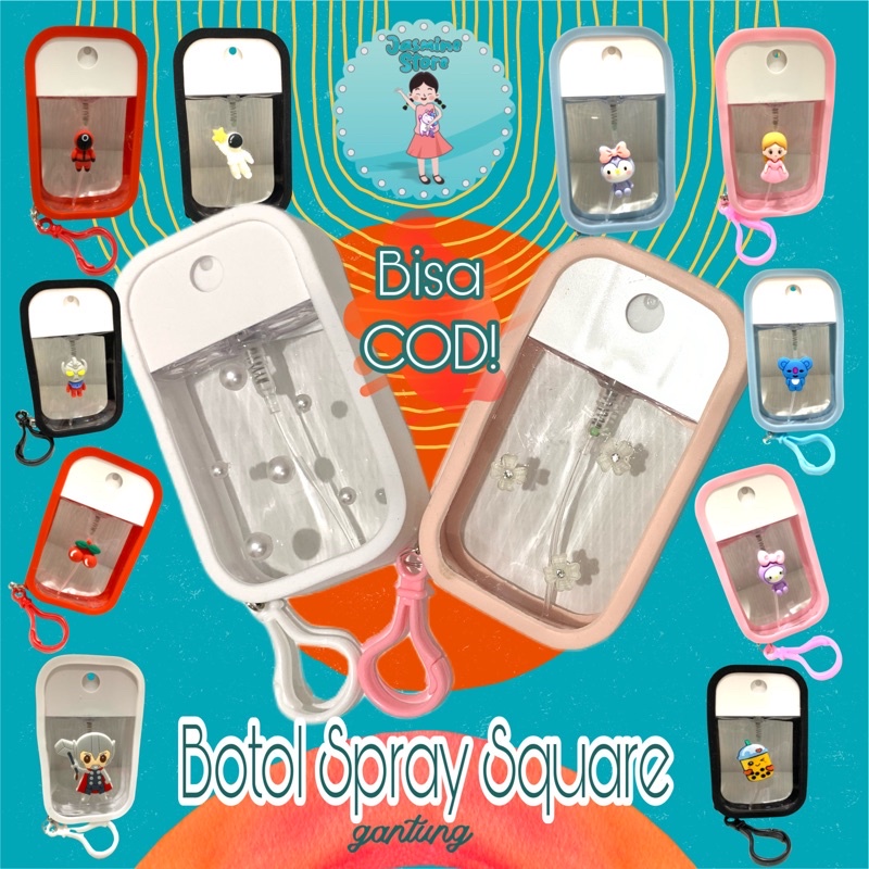 Botol Spray Gen 2 Square Gantung/Botol Spray HandSanitizer Pocket Isi Ulang Lucu/Tempat Hand Sanitizer Gantung Hand Sanitizer Botol Spray Kotak/Botol Semprot Penyimpanan Hand Sanitizer Parfum Desinfektan Portabel 45ml Motif Untuk Travel