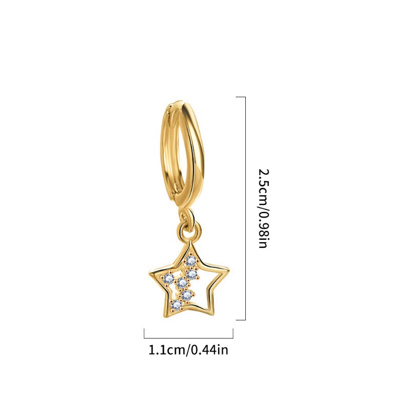 Y2k Gaya Pernikahan Anting Perhiasan Flash Hias Berlian Pengantin Hadiah Elegan Segar Korea INS Style Fashion Emas Berongga Keluar Pentagram Anting-Anting Manis