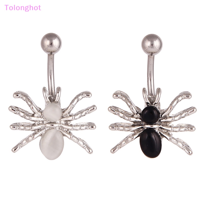 Tolonghot&gt; 316L Stainless Steel Gaya Hewan Pusar Cincin Fashion Spider Liontin Pusar Kuku Untuk Wanita Pria Perhiasan Tubuh Seksi well