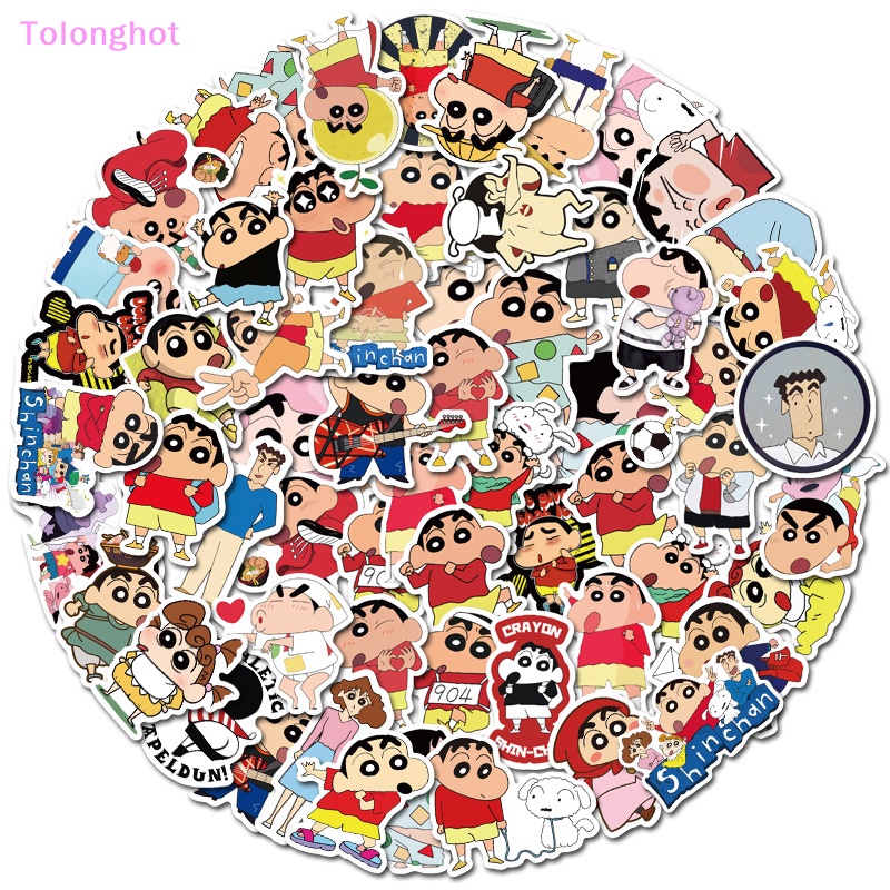 Tolonghot&gt; 50Pcs Kartun Anime Crayon Shin-chan Stiker Untuk Koper Mobil Gitar Laptop Telepon Notebook DIY Dekorasi Tahan Air Stiker Mainan well