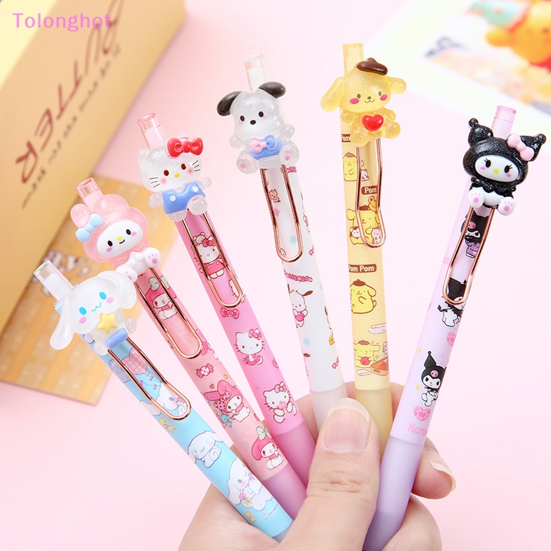 Tolonghot&gt; 1pc Resin Patch Press Pen Gadis Kecantikan Tinggi Pena Logam Klip Pena Netral Super Cute Siswa Alat Tulis Dengan Baik