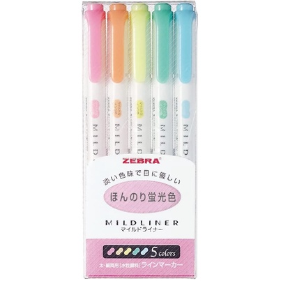 

Zebra Highlighter Mildliner 5 Color Set - Calm Mild