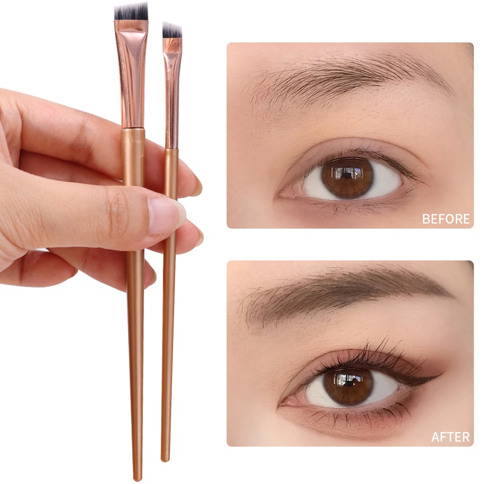 [Ditampilkan] Kuas Makeup Profesional/Kuas Eyeliner Mata Pisau Rose Gold/Brush Eye Shadow Kepala Rata/Brush Detail Portable/Brush Alis Ultra Tipis/Alat Makeup Wanita