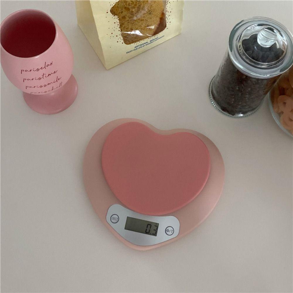 Lcd Display Timbangan Makanan Bentuk Hati Presisi Tinggi, LCD Display Timbangan Makanan Bentuk Hati Presisi Tinggi, Digital Portabel Berbentuk Hati Pink Berbentuk Hati Baking