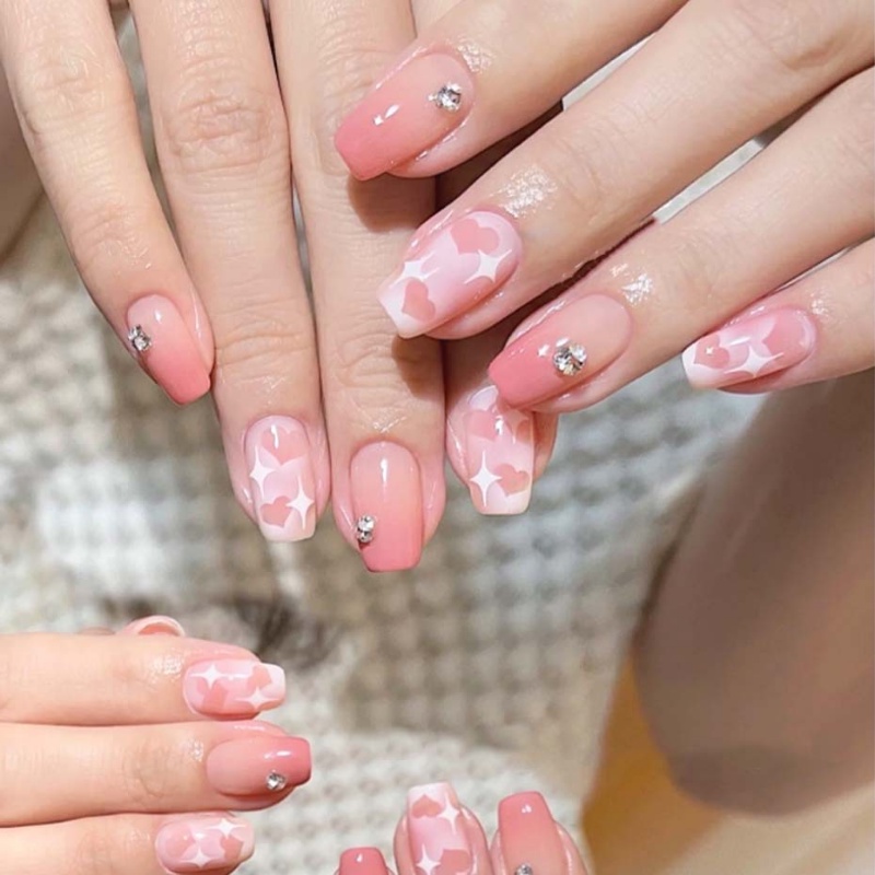 [Fitur] Ins Paster Gepeng Hitam/Stiker Kuku Bintang 3D/stiker Kuku Cinta Perekat Diri/Dekorasi Manikur Kupu-Kupu/DIY Nail Art/Aksesoris Kuku/Alat Kuku Untuk Wanita