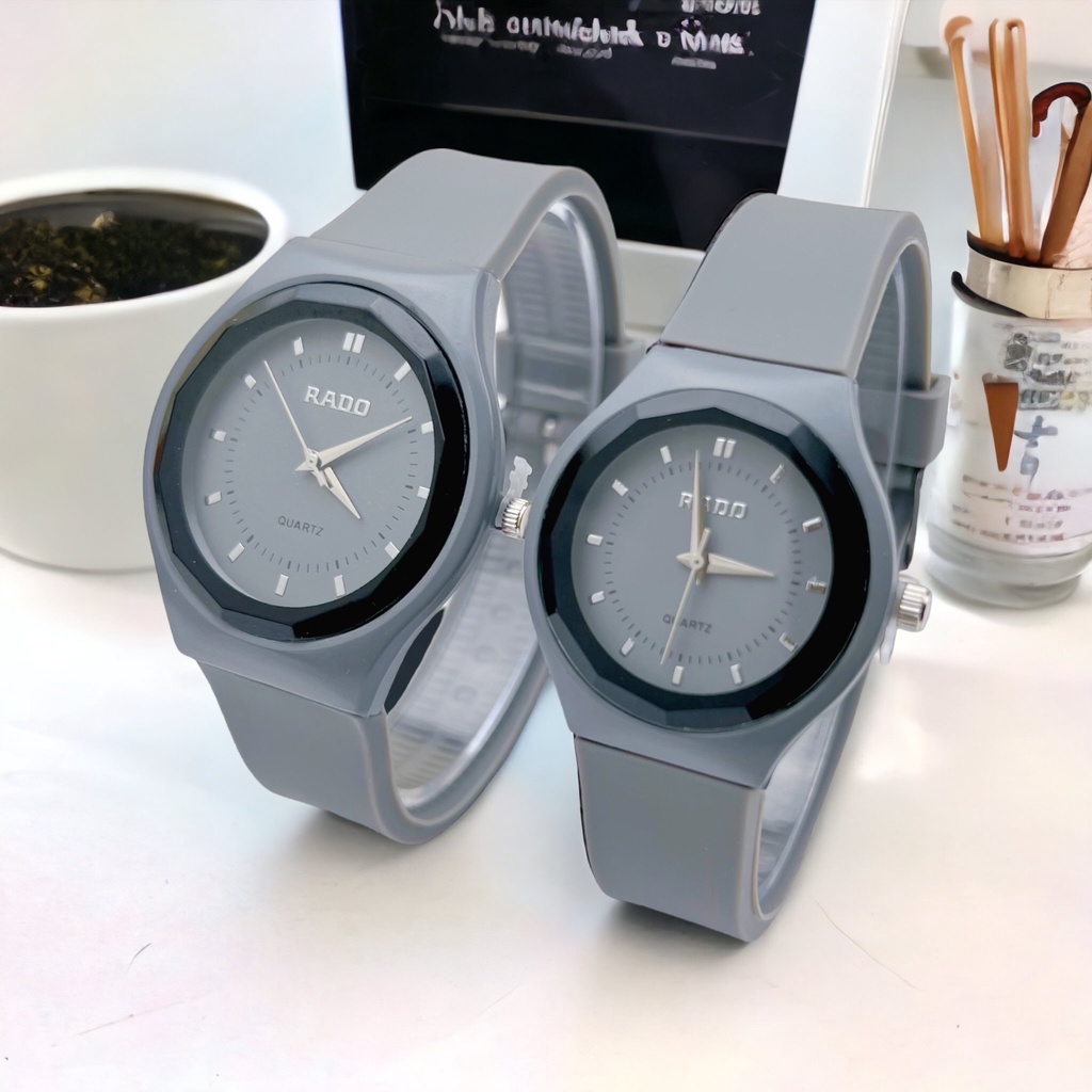 COD✅ Jam Tangan Couple Wanita Pria Fashion Rubber Watch Analog Quartz   S1295