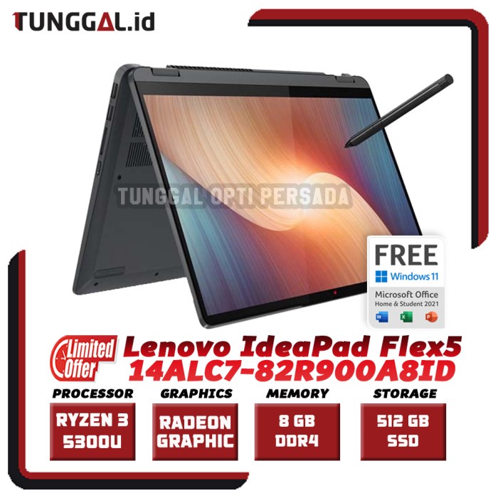 LENOVO IdeaPad Flex 5 A8ID Ryzen 3 5300U 14" IPS TOUCH 512GB W11+OHS