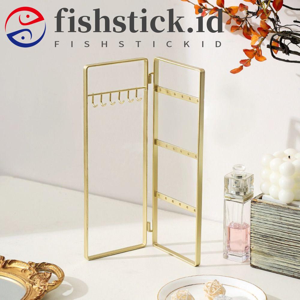 Fishstick Earring Holder Stand Nyaman Sederhana Rak Perhiasan Gantung Stabil Dapat Dilipat Gaya Nordic Golden Jewelry Display Stand