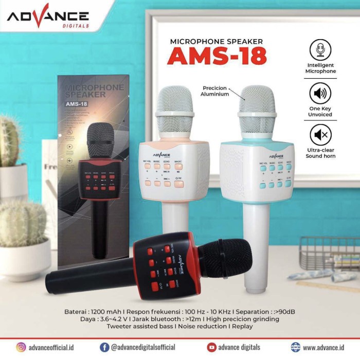 mic bluetooth karaoke + speaker smart tv advanve