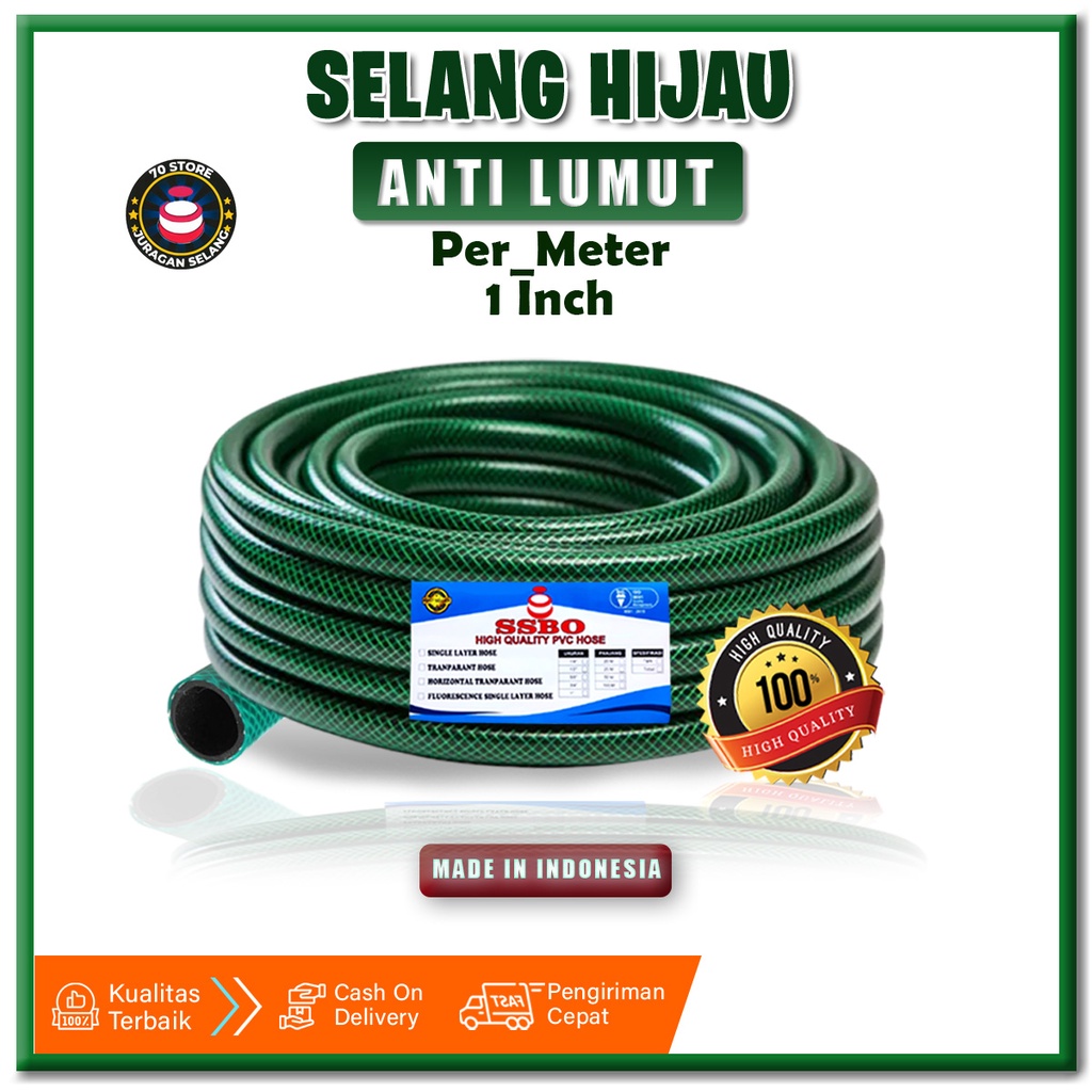 TERLARIS SELANG AIR 1 INCH PERMETER BENANG HIJAU ANTI LUMUT / SELANG TAMAN / SELANG MESIN CUCI MURAH