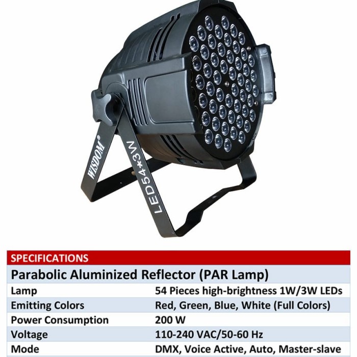 parled wisdom 54x3 Watt murni RGBW garansi 1 THN garansi servis