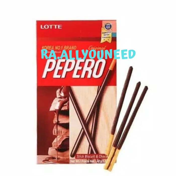 

Lotte Pepero Choco Original- Biskuit Stik Salut Cokelat 47gr