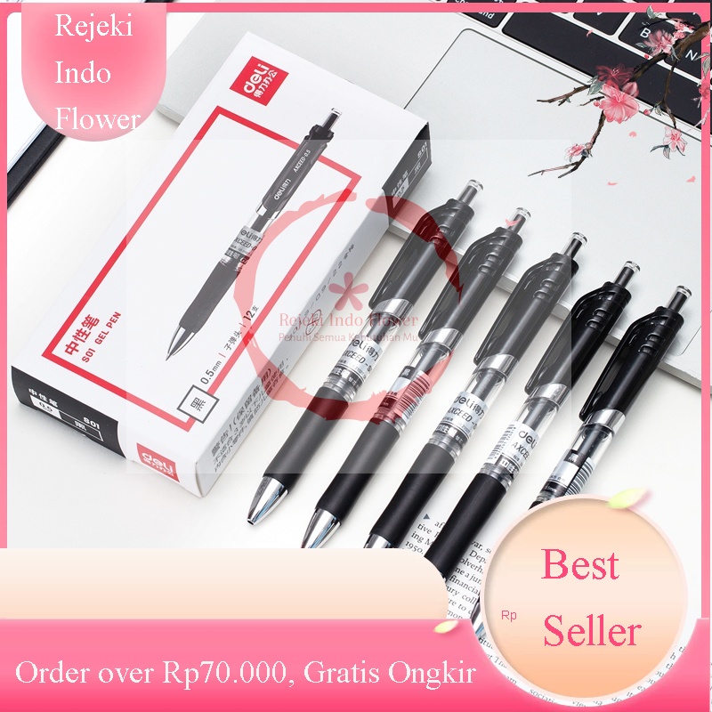 

REJEKI DELI PULPEN GEL ECER PEN GEL S01 0.5mm TINTA WARNA HITAM BALLPOINT RETRACTABLE DESIGN KLASIK ALAT TULIS KANTOR SEKOLAH