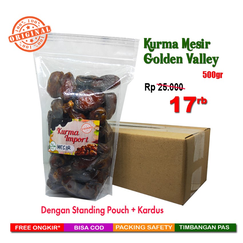 

Kurma Mesir Golden Valley 500 gr (dengan Standing Pouch + Kardus)