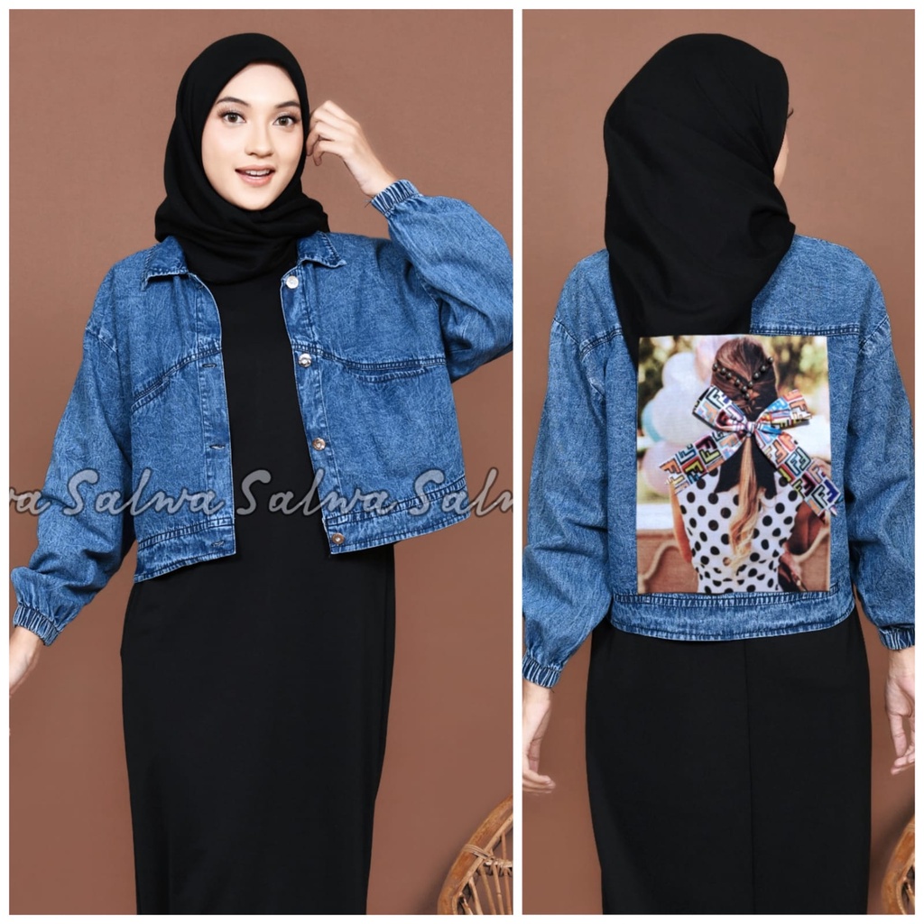 JAKET JEANS WANITA 3D PITA BELAKANG oversize