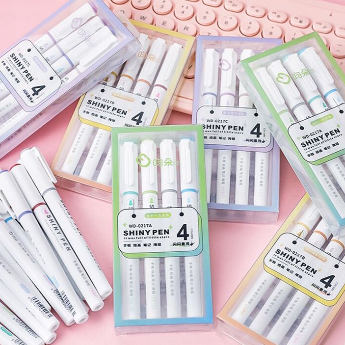 [MIDORI] 1Set SHINY PEN HIGHLIGHTER Warna Set Glitter Colour Pen Pensil Warna Series - D0050