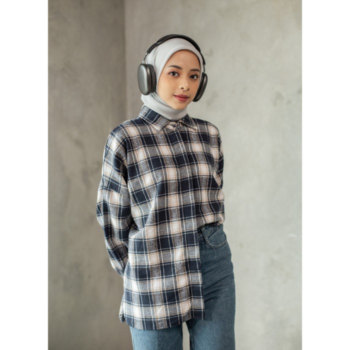 Ixora Yisu Oversized Shirt - Kemeja Flannel Oversize Flanel Checkered