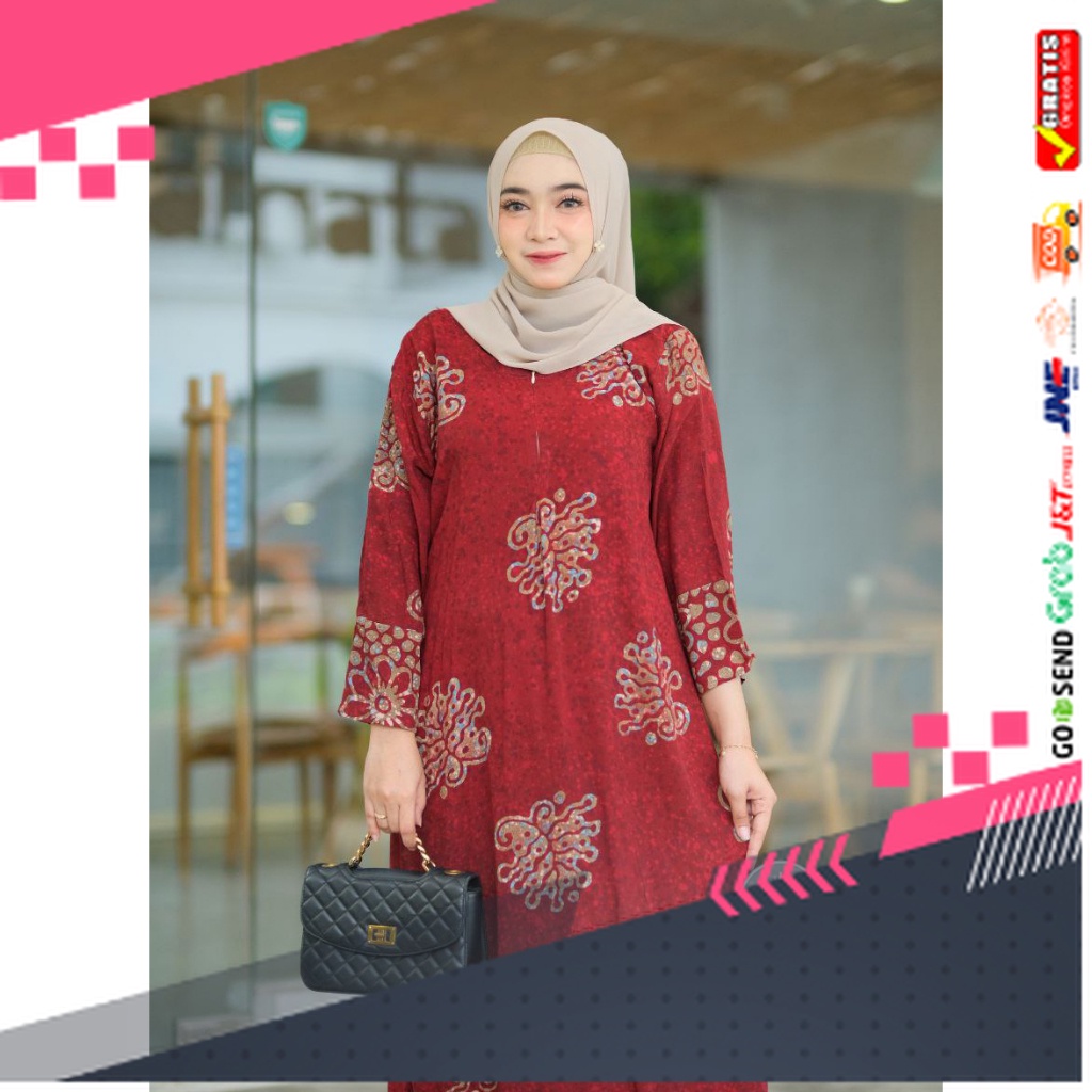 BAJU GAMIS MODEL BARU TERMURAH STYLE TRENDY /DIANPUTRI - GAMIS RAYON PREMIUM BUSUI BATIK CAP - GAMIS