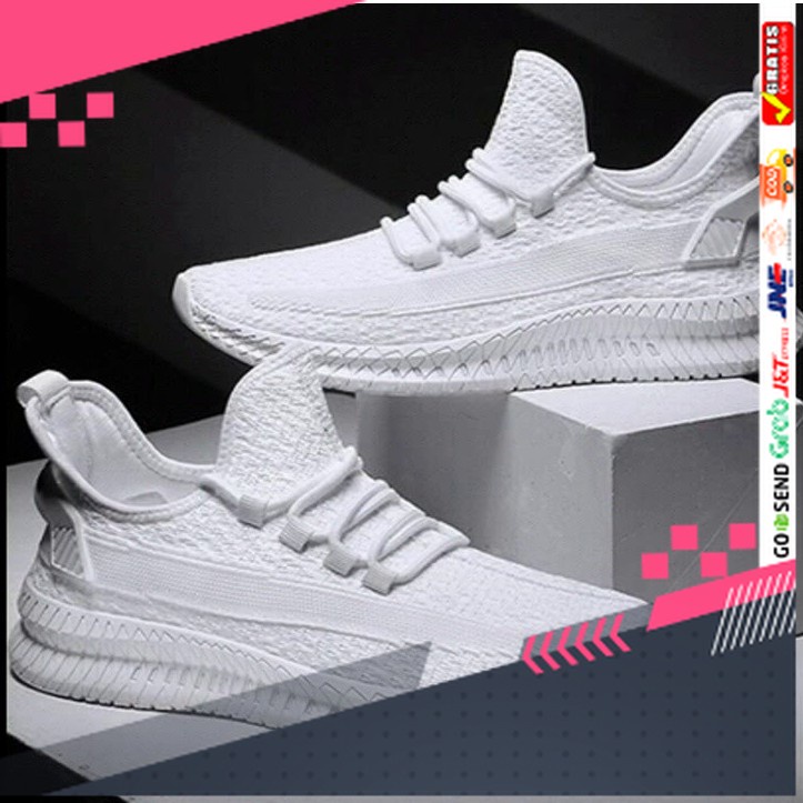 UKURAN SIZE 37 38 39 40 41 42 43 44 45 /Sepatu Sport Pria Designed 2020 Lightweight Breathable Mesh Knit / Sport Running Shoes Impor Sol Lentur / Sepatu Olahraga Ringan Empuk Sol Karet Anti Licin Anti Slip / Sepatu Casual Kets Hitam Putih Pria Wanita / S