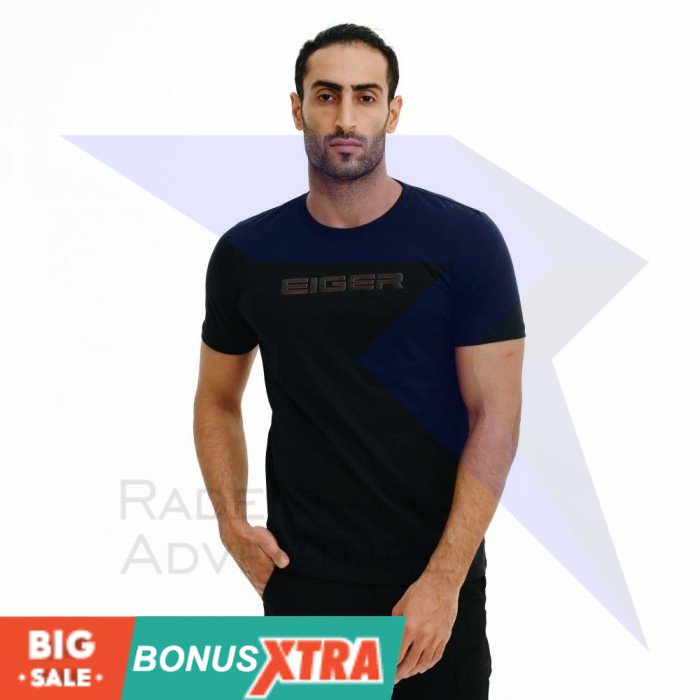 Kaos EIGER1989 LIGHTNING LINE T-SHIRT Black Hitam 91000 5560  Original AWET MURAH KECE