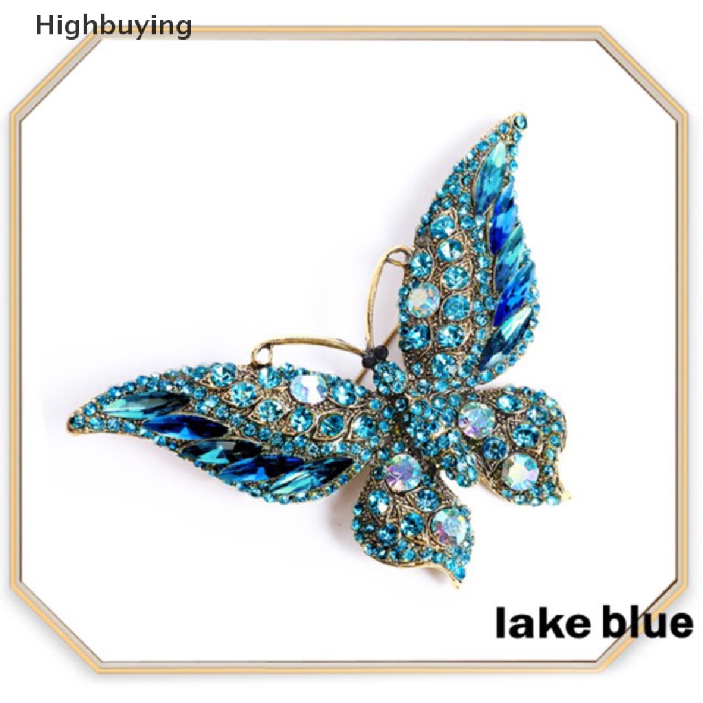 Hbid 1pc Butterfly Brooch Pin Kristal Bros Besar Untuk Wanita Pesta Perjamuan Pin Glory