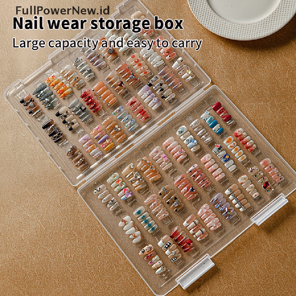 Power Tips Kuku Palsu Nail Art Kotak Penyimpanan Wadah Kuku Kosong Tips Holder Display ID