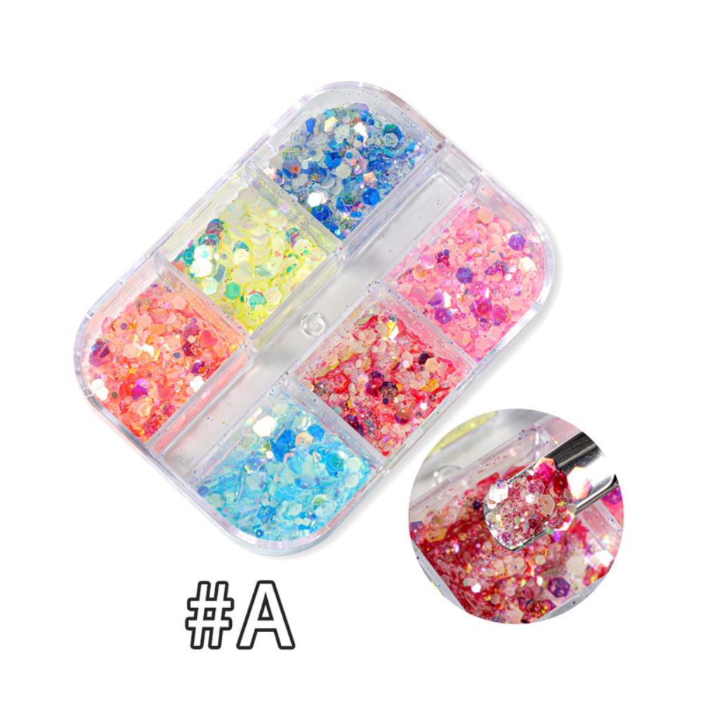 Mxbeauty Luminous Nail Sequin Eyelash Dekorasi Campuran Warna Pesona Kuku Makeup Nail Art Patchs Nail Glitter Flakes