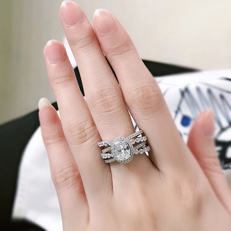 Fancy Desain Modern Wanita Cincin Dengan Brilliant Oval Cubic Zirconia Fashion Pernikahan Pertunangan Aksesoris Perhiasan Berkualitas Tinggi