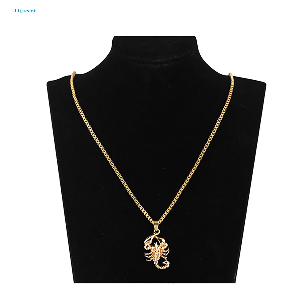 Lilyscent Fashion Pria Golden Scorpion Pendant Hip-hop Rantai Kalung Pesta Club Hadiah