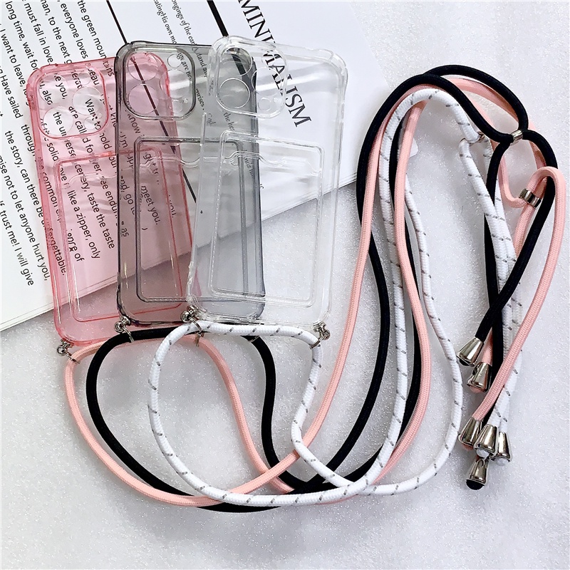 1.5m Nylon Lanyard Adjustable Oblique Span Untuk IPhone Case14 13 12 11 Pro Max X XR Xsmax7 8 Plus Kartu TPU Lembut Telepon Caing