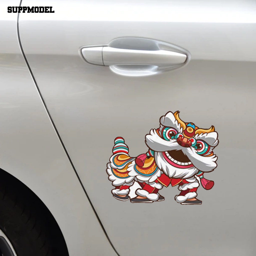 Suppmodel Stiker Dekoratif Ramah Lingkungan Untuk ATV Pasang Nasional Lion Dance Stiker Mobil Pola Indah