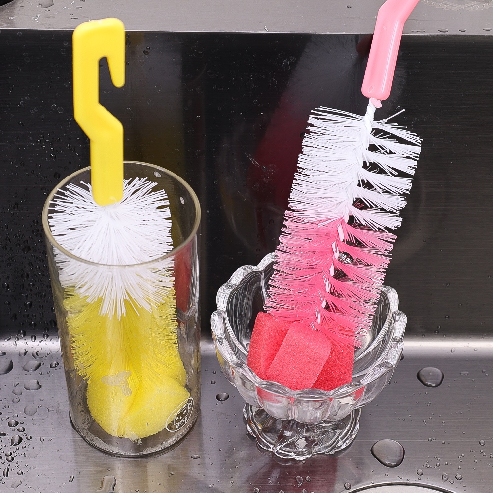 1pc Sikat Gelas Warna Random Sikat Pembersih Gelas Botol Bayi Cup Brush360° Sikat Pembersih Spons Sikat Botol Gagang Panjang Multifungsi Alat Pembersih Rumah Tangga