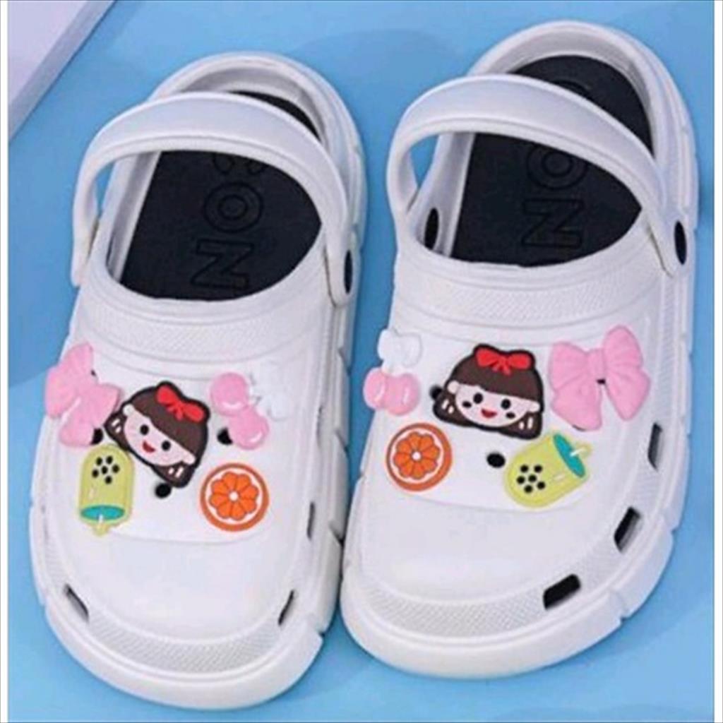 Sandal Cross Let Bakpao Kodok Anak Cewek Baim Fuji Mainan Jibbitz Boba Girl Platform Tebal Super Ringan Empuk Lucu Cantik Trendy Import Mokaya / Size 26-30 (512-25) - Fanz Shoes