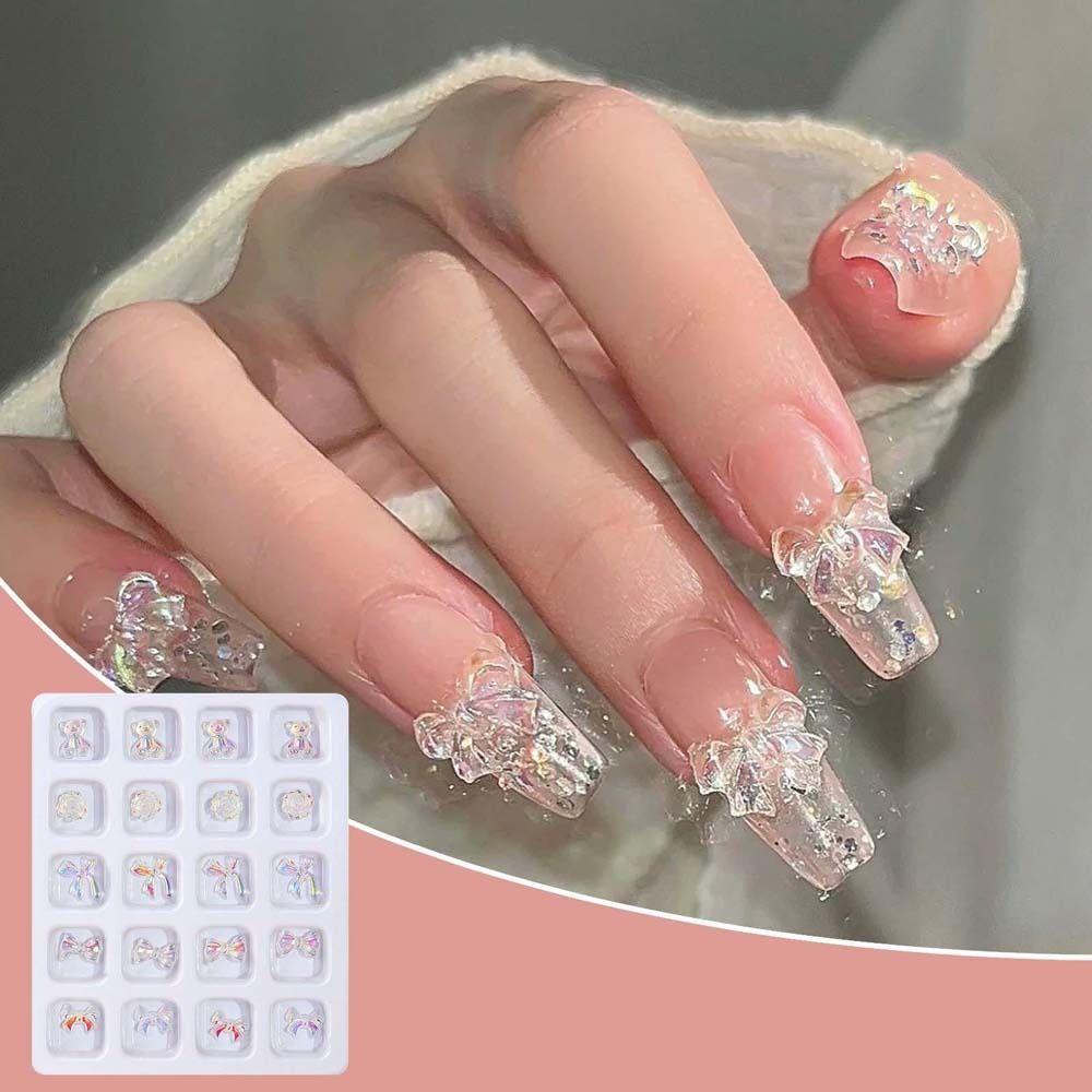 Mxbeauty Hiasan Kuku Busur Fashion Jepang Nail Art Camellia Ikatan Simpul Manikur Aksesoris Beruang Aurora Nail Art Drills