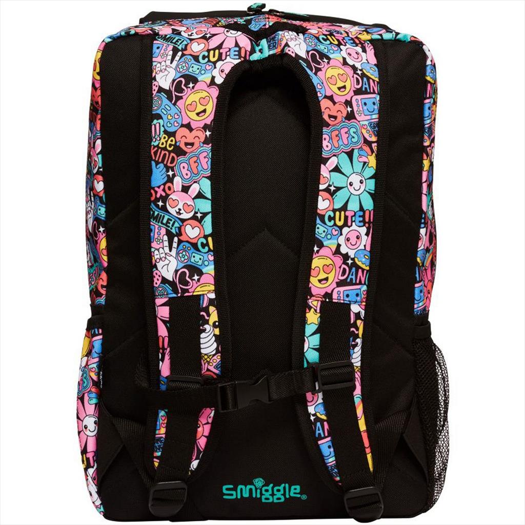 SMIGGLE Backpack 445103 Foldover Bright Black Mix Bag Tas Anak