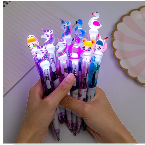

LED Pulpen Pena Gel Karet LAMPU Import karakter UNICORN - LOL, Ungu
