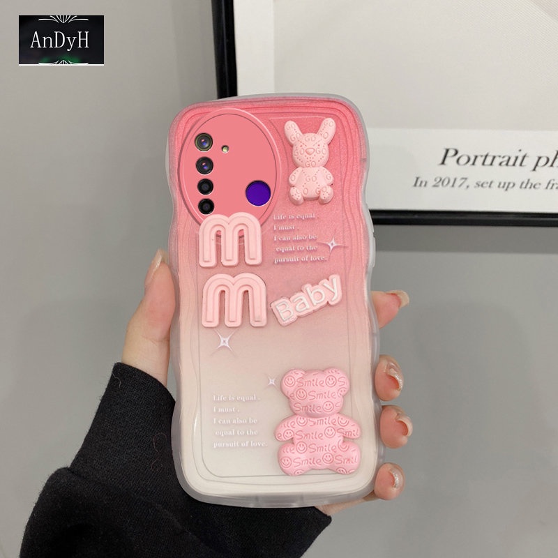 Andyh Casing Ponsel Untuk OPPO Realme 5 5S 5i 6i C3 Phone Case 3D Alphabet Bear Pelindung Kamera Pelindung Penutup Belakang Couple Case