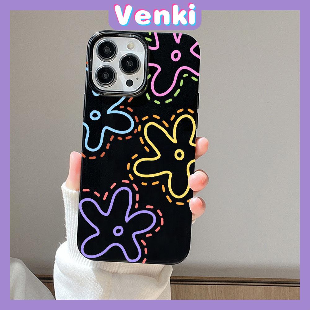 iPhone Case Soft TPU Glossy Black Candy Case Cute Colorful Flowers Camera Protection Shockproof For iPhone 14 13 12 11 Pro Max 7 8 Plus X XR