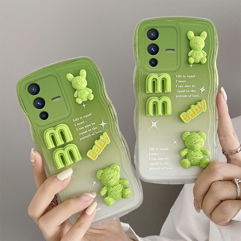 Andyh Casing Ponsel Untuk Vivo V23 Pro 5G Phone Case 3D Alphabet Bear Pelindung Kamera Pelindung Penutup Belakang Couple Case