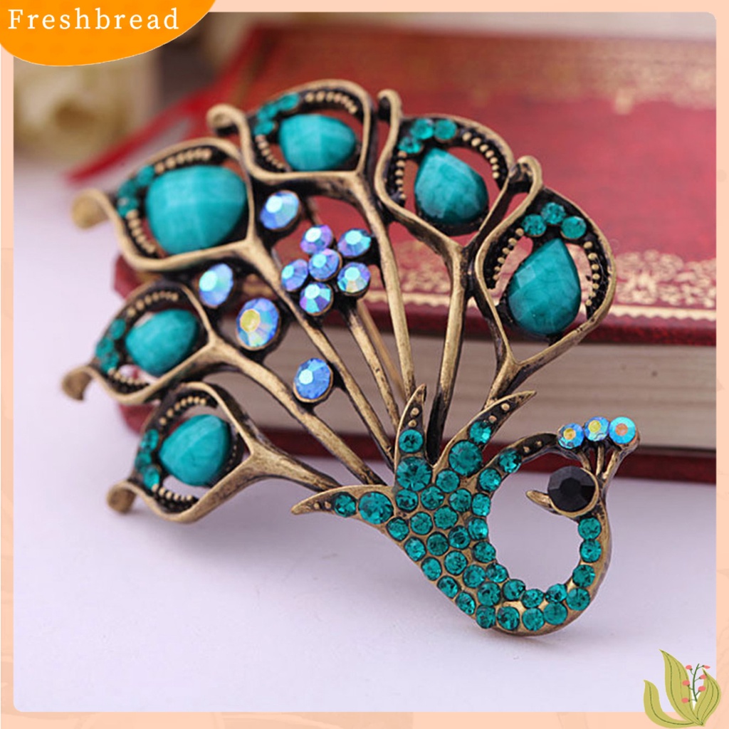 &lt; Freshbread &gt; Bros Berlian Imitasi Dekorasi Berbentuk Merak Alloy Wanita Fashion Brooch Gesper Untuk Syal