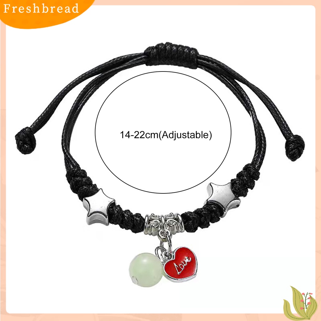 &lt; Freshbread &gt; 1pasang Gelang Persahabatan Eye-catching Luminous Pengerjaan Halus Liontin Geometris Hias Perhiasan Cross Adjustable Pasangan Kekasih Gelang Untuk Teman