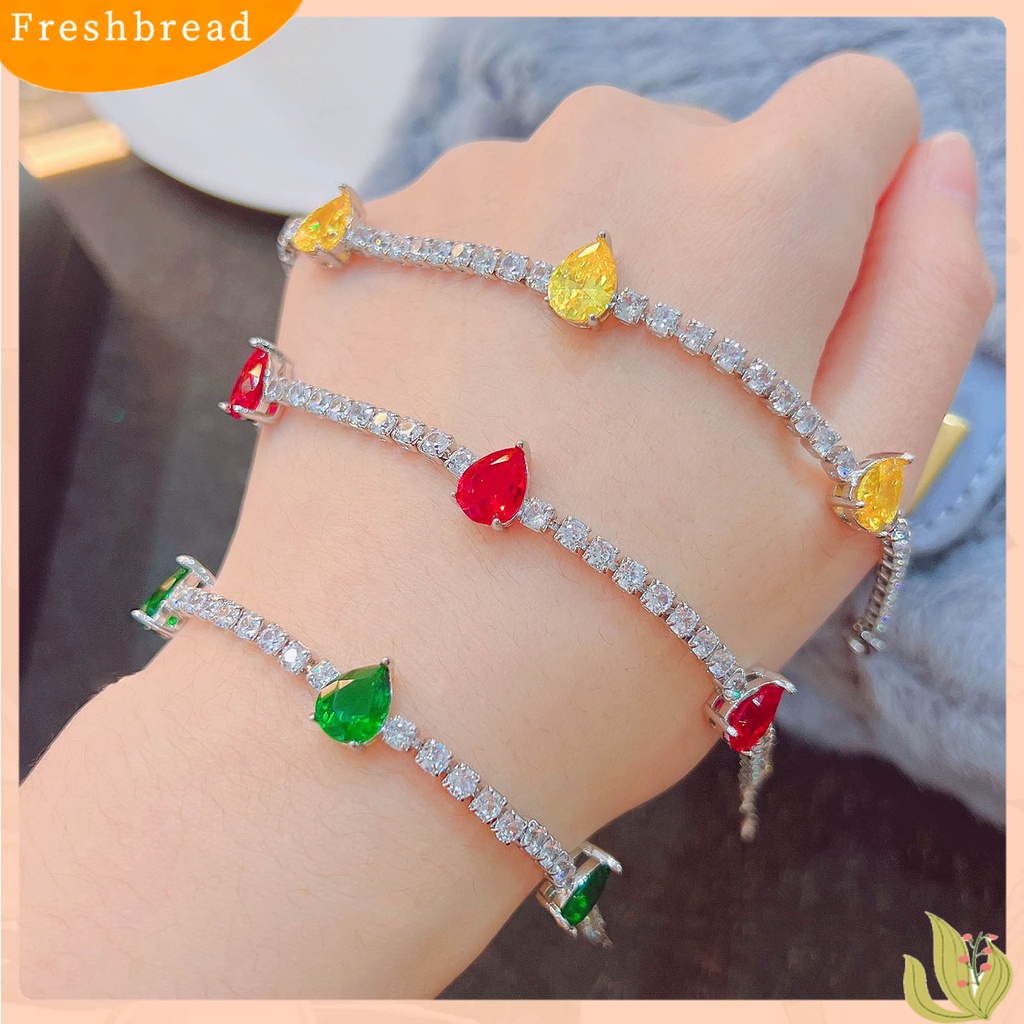 &lt; Freshbread &gt; Gelang Pengantin Yang Dapat Disesuaikan Mulia Dengan Rantai Ekstensi Tetesan Air Cubic Zirconia Charm Bracelet Fine Jewelry