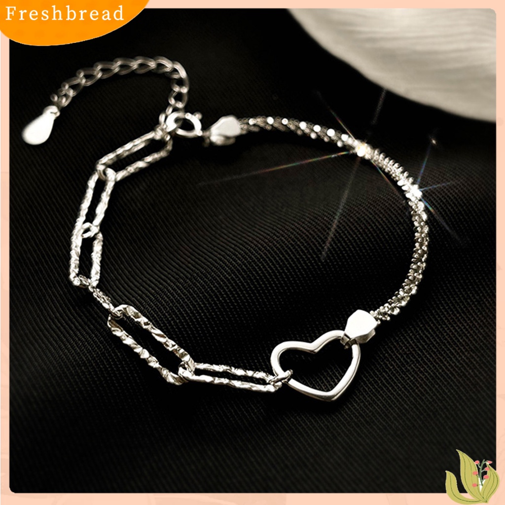 &lt; Freshbread &gt; Wanita Gelang Bright Luster Adjustable Geometris Electroplating All-match Dekorasi Hadiah Gadis Manis Cinta Hati Rantai Gelang Tangan Perhiasan Untuk Pernikahan