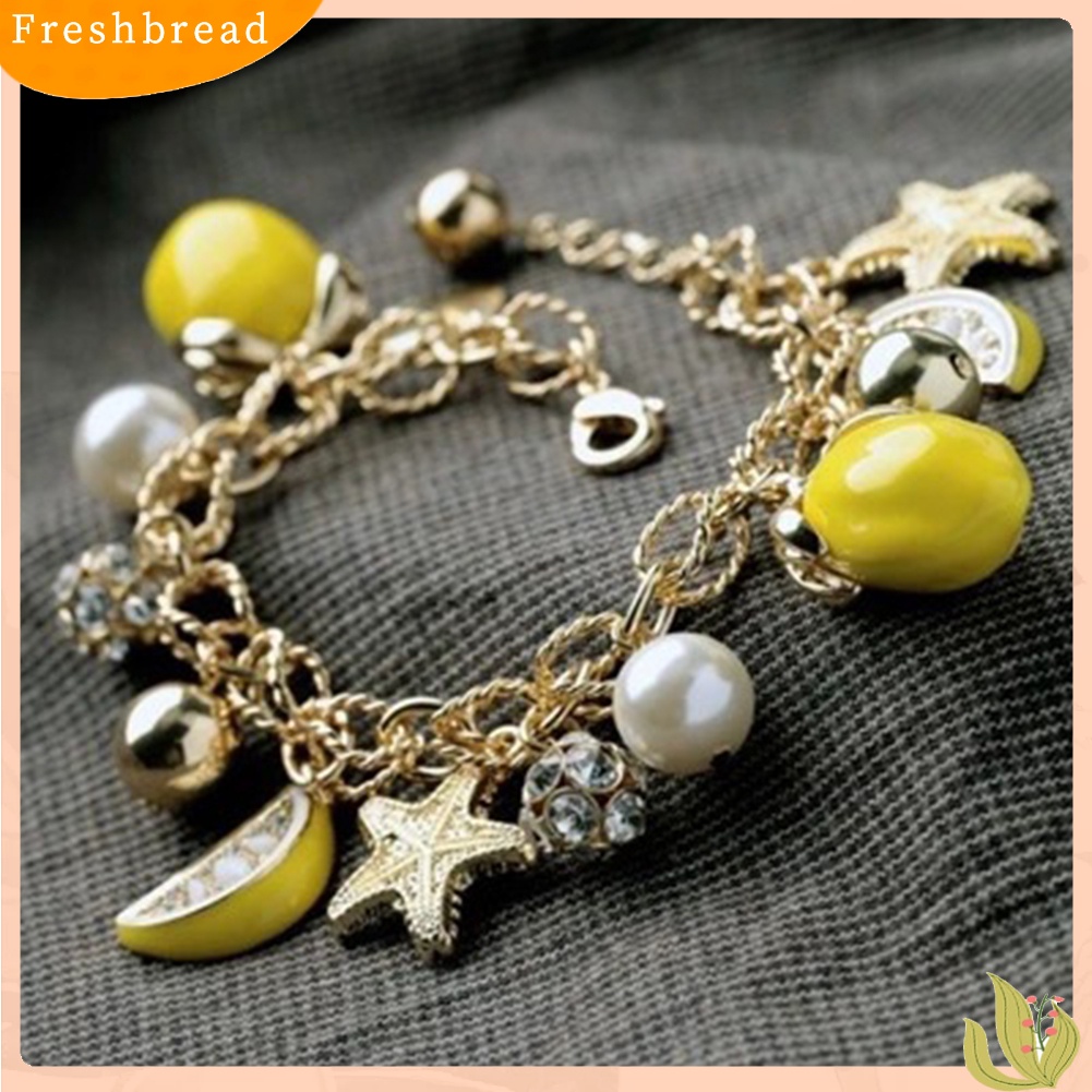 &lt; Freshbread &gt; Kreatif Musim Panas Pantai Wanita Mutiara Imitasi Bintang Laut Lemon Pesona Gelang Bangle