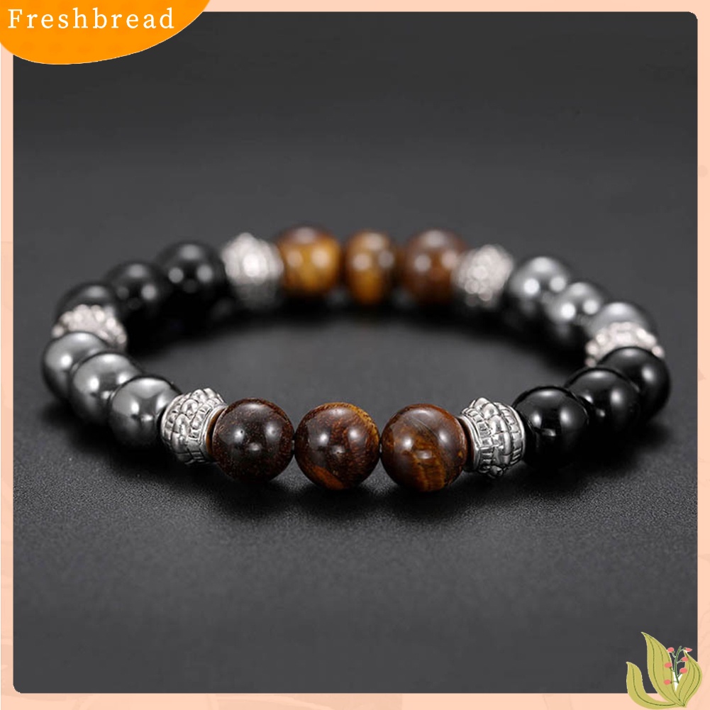 &lt; Freshbread &gt; Fashion Unisex Pumice Tiger Eye Stone Beads Gelang Pesona Tangan Pesta Perhiasan