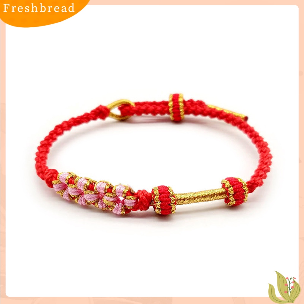 &lt; Freshbread &gt; Wanita Gelang Warna-Warni Peach Bunga Simpul Dikepang Adjustable Hias DIY Liontin Empat-Helai Tali Wanita Tangan Tali Pesona Perhiasan Hadiah Valentine